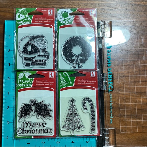 Lot of 4 Small Christmas Clear Stamp set by Inkadinkado - Picture 2 of 7